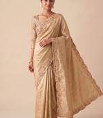 Gold woven design zari silk blend banarasi saree