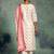 white floral printed thread work straight kurta with palazzos & dupatta