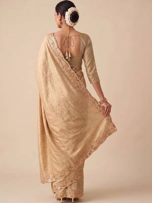 Gold woven design zari silk blend banarasi saree 4