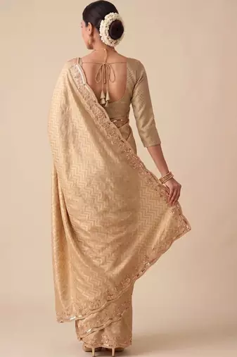 Gold woven design zari silk blend banarasi saree