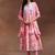 womens pink printed cotton anarkali kurta with churidar & dupatta