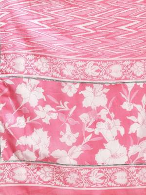 womens pink printed cotton anarkali kurta with churidar & dupatta 4