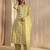 libas lime green floral printed cotton a-line suit set with dupatta