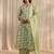libas green floral printed cotton a-line suit set with dupatta
