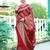 Red woven design floral printed zari organza saree