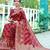 Red woven design floral printed zari organza saree