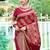 Red woven design floral printed zari organza saree