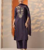 women ethnic motifs embroidered kurta with trousers & dupatta