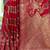 Red woven design floral printed zari organza saree