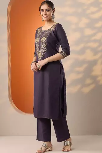 women ethnic motifs embroidered kurta with trousers & dupatta