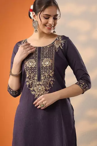 women ethnic motifs embroidered kurta with trousers & dupatta