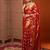 Orange red & gold-toned ethnic motifs woven design organza banarasi saree