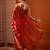 Orange red & gold-toned ethnic motifs woven design organza banarasi saree