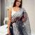 Black embellished embroidered organza saree