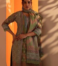ethnic motifs printed mirror work straight kurta with trouser and dupatta