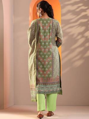 ethnic motifs printed mirror work straight kurta with trouser and dupatta 5
