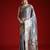Grey ethnic motifs zari woven design banarasi satin saree