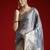 Grey ethnic motifs zari woven design banarasi satin saree