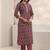 women ethnic motifs printed regular thread work kurta with trousers & with dupatta