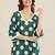 polka dot printed v neck a-line kurta with trousers & dupatta