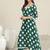 polka dot printed v neck a-line kurta with trousers & dupatta
