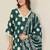 polka dot printed v neck a-line kurta with trousers & dupatta