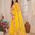 Yellow embellished ruffles border saree