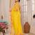 Yellow embellished ruffles border saree