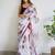 White floral embroidered organza saree