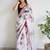 White floral embroidered organza saree