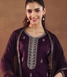 floral embroidered sequnnied straight kurta with trousers & dupatta