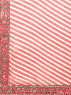 Red red & white leheriya print saree 5