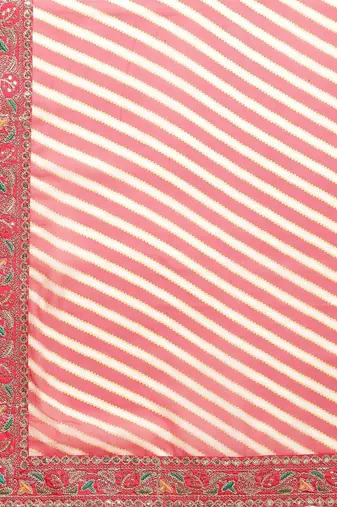 Red red & white leheriya print saree