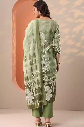 women floral printed regular kurta with trousers & with dupatta