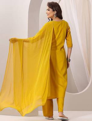 striped embroidered sequinned straight kurta with trousers and dupatta 5