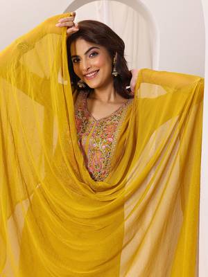 striped embroidered sequinned straight kurta with trousers and dupatta 6