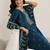 blue round neck floral zari embroidered a-line kurta with trouser and dupatta