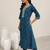 blue round neck floral zari embroidered a-line kurta with trouser and dupatta