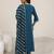 blue round neck floral zari embroidered a-line kurta with trouser and dupatta