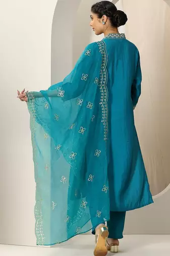 women ethnic motifs embroidered kurta with trousers & dupatta