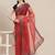 Red floral sequinned organza saree
