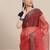 Red floral sequinned organza saree