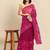 Burgundy floral embroidered net saree