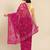 Burgundy floral embroidered net saree