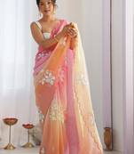 Pink pink embellished  chiffon sarees