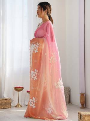 Pink pink embellished  chiffon sarees 3