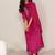 pink ethnic motifs yoke design notch-neck straight kurta with trousers & dupatta