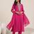 pink ethnic motifs yoke design notch-neck straight kurta with trousers & dupatta