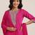 pink ethnic motifs yoke design notch-neck straight kurta with trousers & dupatta