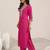 pink ethnic motifs yoke design notch-neck straight kurta with trousers & dupatta